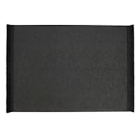Solid Black Faux Leather Rectangle Placemat with Fringe, 13x17