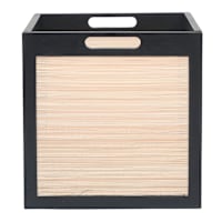 Black Pinewood & Bamboo Modular Storage Storage Cube, 13"