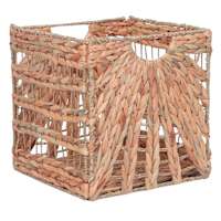 Folding Water Hyacinth & Seagrass Modular Storage Cube, 13"