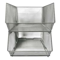 2-Piece Square Silver Metal Pantry Organizer, Large