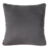 Bristol Dark Grey Faux Fur Throw Pillow, 18"