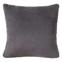 Bristol Dark Grey Faux Fur Throw Pillow, 24"