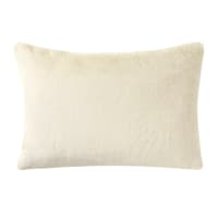Bristol Cream Faux Fur Throw Pillow, 14x20