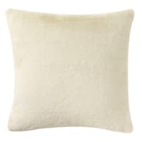 Bristol Cream Faux Fur Throw Pillow, 18"