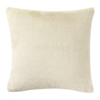 Bristol Cream Faux Fur Throw Pillow, 24"