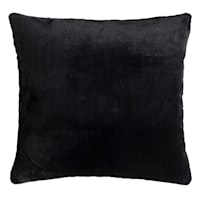Bristol Black Faux Fur Throw Pillow, 18"