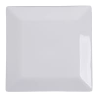 Bistro Set of 6 Super White Hard Square Porcelain Dinner Plates, 10.5"
