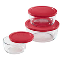 Pyrex 6Pc Round Glass Food Storage Value Pack Red