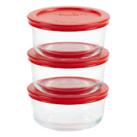 Pyrex 2 Cup 6Pc Round Glass Food Storage Value Pack Red