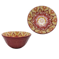 Found & Fable Burgundy & Yellow Kaleidoscope Dip Bowl, 4.75"