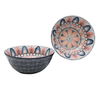 Found & Fable Navy & Coral Kaleidoscope Cereal Bowl, 8"