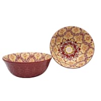 Found & Fable Burgundy & Yellow Kaleidoscope Cereal Bowl, 8"