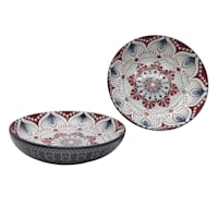 Found & Fable Blue Kaleidoscope Dinner Bowl, 8.2"