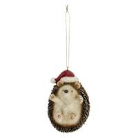 Hedgehog with Santa Hat Ornament, 3"