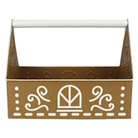 Gingerbread Lane Metal House Container with Wood Handle, 10"