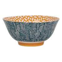 Navy & Mustard Yellow Swirl Print Bowl, 6"