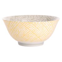 Yellow & Grey Geo Print Bowl, 6"