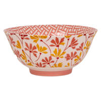 Coral & Mustard Yellow Flower Print Bowl, 6"