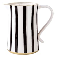Black & White Striped Pitcher with Gold Rim, 64oz