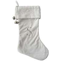 20" White Velvet Monogram Stocking, S
