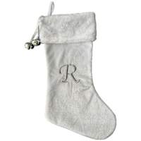 20" White Velvet Monogram Stocking, R