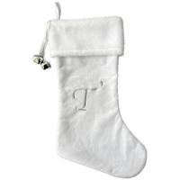 20" White Velvet Monogram Stocking, T
