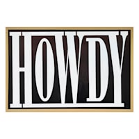 Glass Framed Typography Howdy Print Wall Art, 37x25