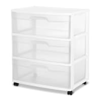Sterilite 3-Drawer Wide Storage Cart, White