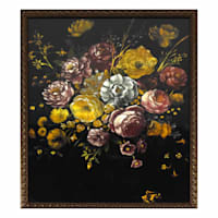 Glass Framed Golden Noir Bouquet Print Wall Art, 23x29
