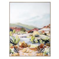 Landscape Oil Painting with Wood Grain Frame Wall Art, 36x42
