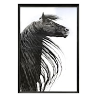 Glass Framed Black & White Horse Portrait II Wall Art, 25x37