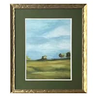 Glass Framed Grassy Landscape Print Wall Art, 20x26