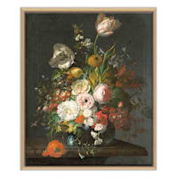 Still Life Flowers in Glass Vase Framed Canvas Wall Art, 24x20