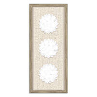 8x20 White 3D Succulents on Linen Framed Wall Art