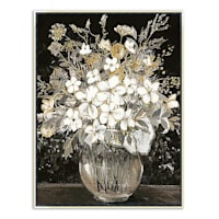 Neutral Vase Florals Framed Canvas with Gold Foil Wall Art, 28x22