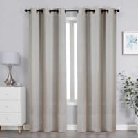 Natural Linen Blend Light Filtering Grommet Curtain Panel, 84"