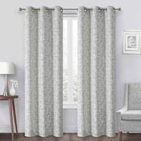 Green Celia Leaf Jacquard Light Filtering Grommet Curtain Panel, 84"