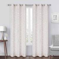 Natural Celia Leaf Jacquard Light Filtering Grommet Curtain Panel, 84"