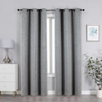 Archer Textured Jacquard Grey Light Filtering Grommet Curtain Panel 84
