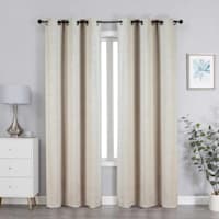 Archer Textured Jacquard Neutral Light Filtering Grommet Curtain Panel 84