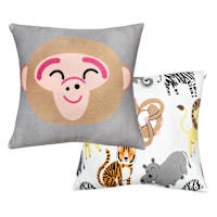 Tiny Dreamers 2-Pack Monkey & Zoo Throw Pillows, 14"