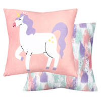 Tiny Dreamers 2-Pack Unicorn & Galaxy Throw Pillows, 14"
