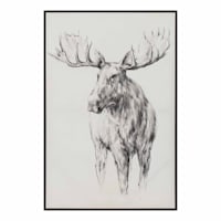 Framed Sketch Moose Wall Art, 24x36