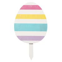 Bunny Brights Striped Easter Egg Yard Stake, 14"