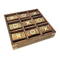 Brown Wood Revolving Tic Tac Toe, 10"