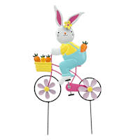 Bunny Brights Bunny on Bicycle Yard Stake, 25"
