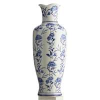 Blue Porcelain Wave Opening Oversized Vase, 28"