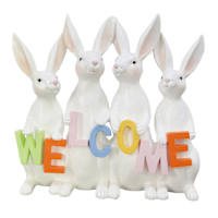 Homespun Easter Rabbits with Multicolor Welcome Sign, 27"