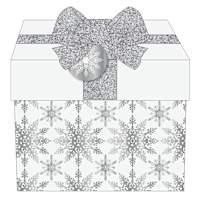 Large Lid Box Snowflakes Silver And White