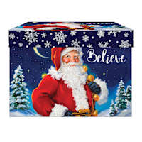 Large Cube Box Red Sparkle Santa